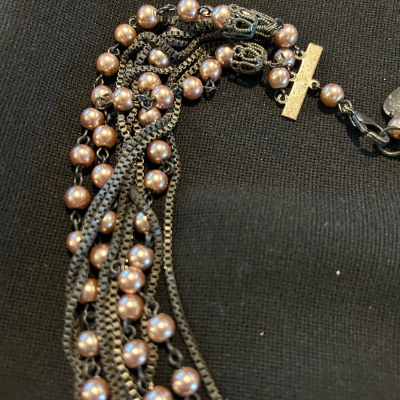 Pre-loved Signed Metal multi strand and fake pearl necklace. By Coldwater Creek - Picture 4 of 7